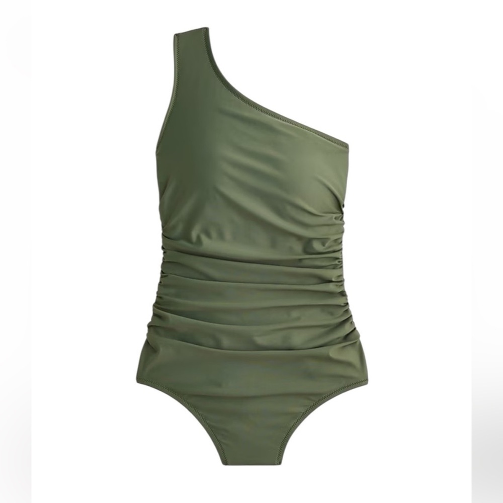 J. Crew One-Shoulder Green Swimsuit
